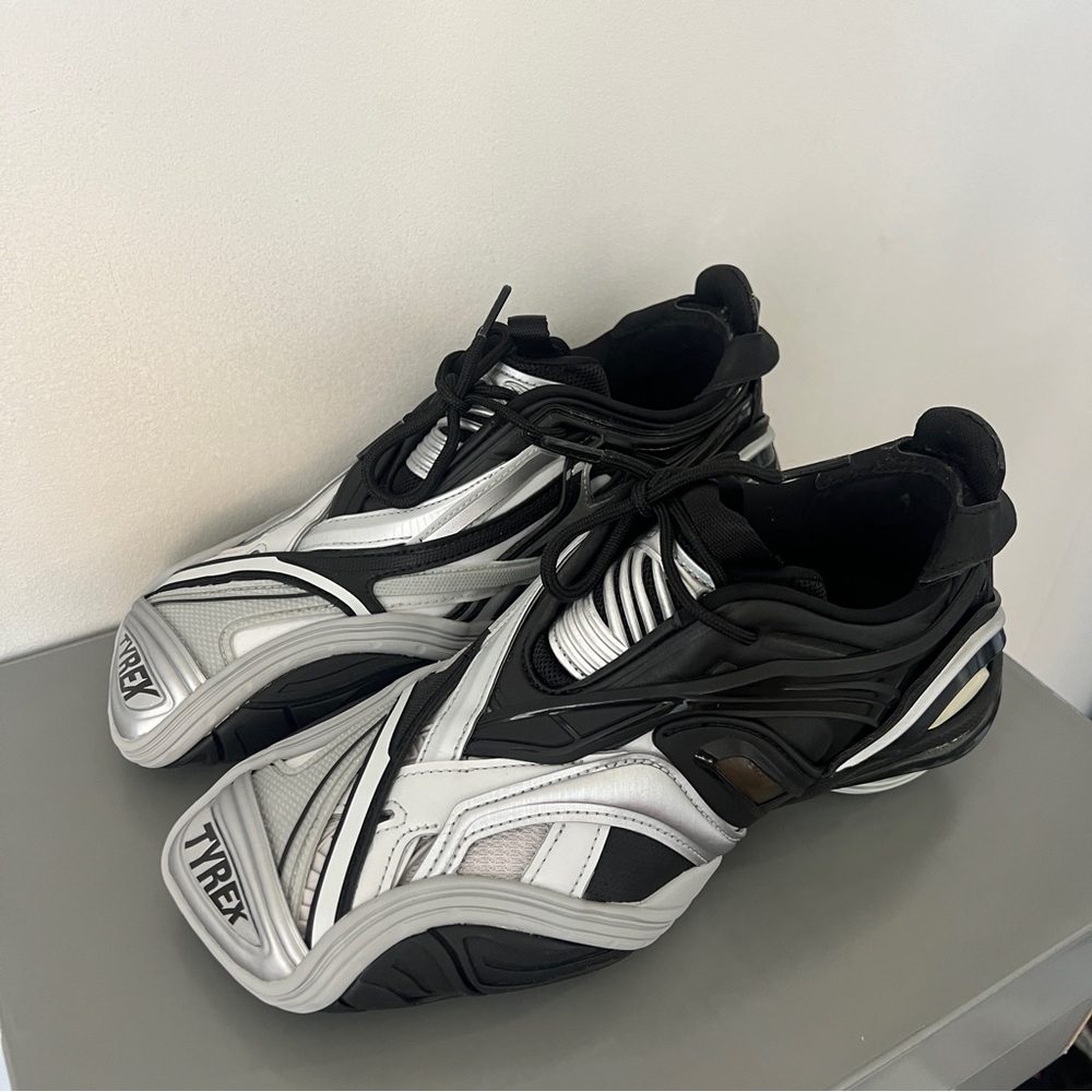 Balenciaga Tyrex black silver square toe sneakers - Picture 4 of 16